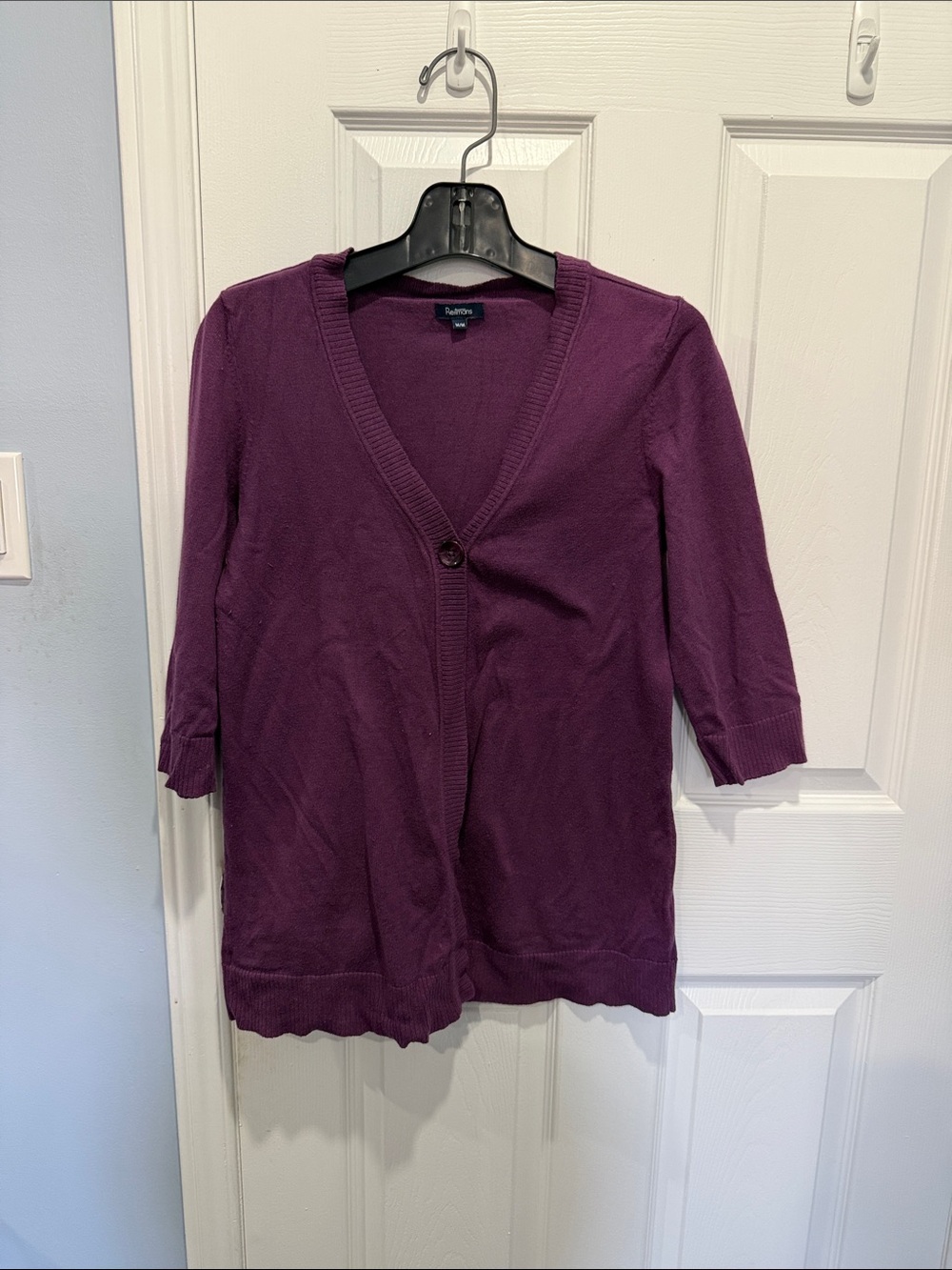Reitmans Plum V-Neck Single-Button Cardigan